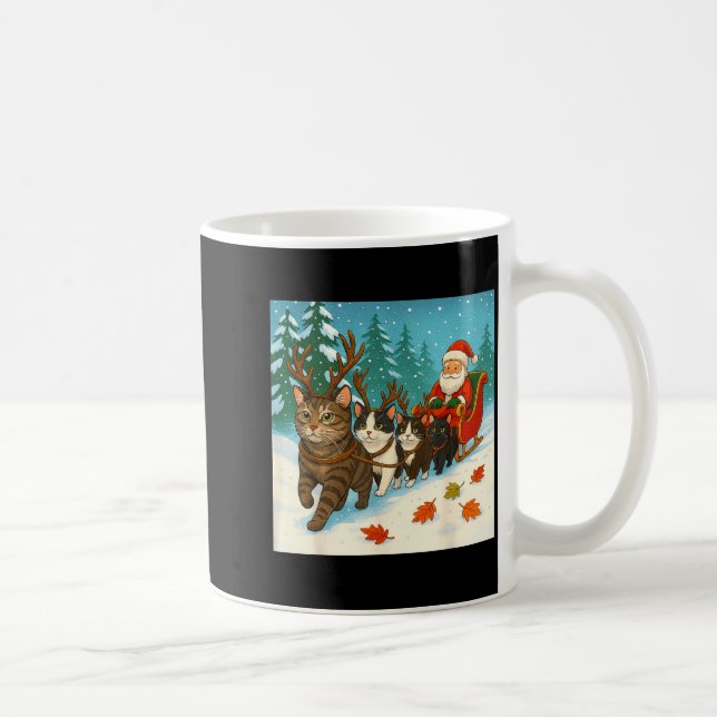 Funny Cat Reindeer Santa Christmas Design For Men  Kaffeetasse (Rechts)