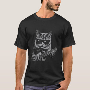 Funny Cat Rock Music Cat Bassgitarre spielen T-Shirt