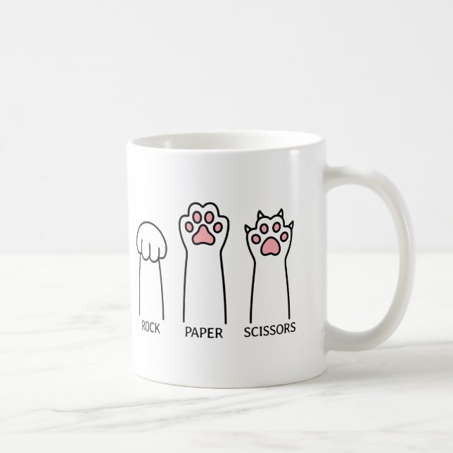 Funny Cat Rock Paper Schere Meme Game Spaß Art Kaffeetasse (Rechts)