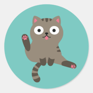 Funny Cat Runder Aufkleber