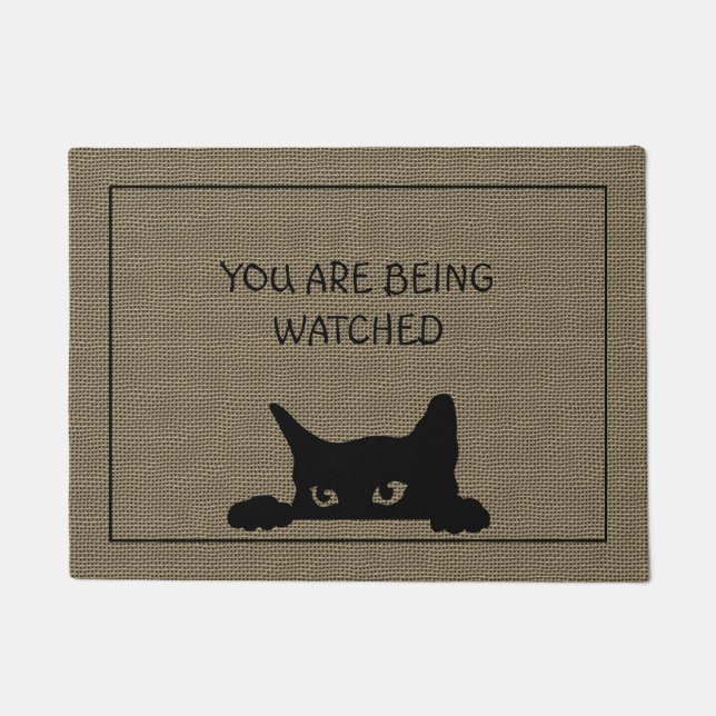 Funny Cat Rustische Imitate Burlap Door Mat  Fußmatte (Vorderseite)