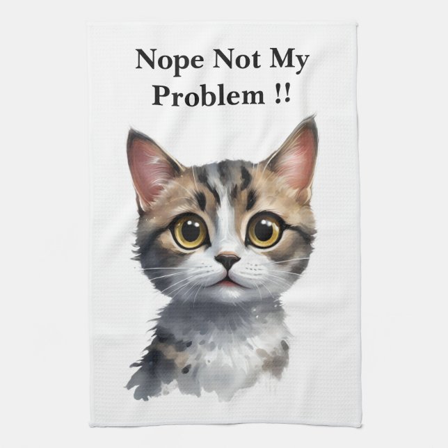 Funny Cat sagt nicht mein Problem, Geschirrtuch (Vertikal)