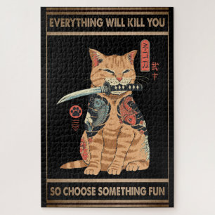 Funny Cat Samurai Alles wird dich töten Puzzle