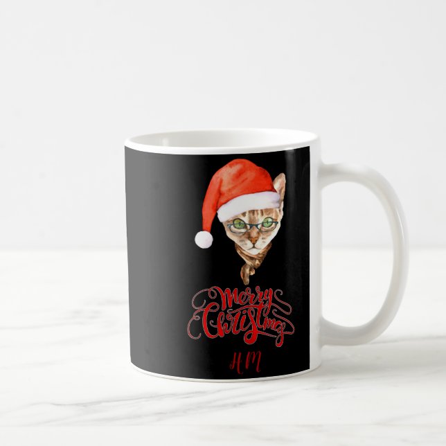 Funny Cat Santa Winter Merry Christmas T Shirt  Kaffeetasse (Rechts)