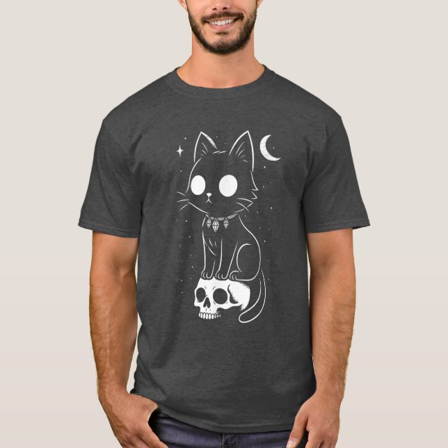 Funny cat saying quote skull kawaii T-Shirt (Vorderseite)