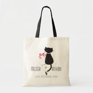 Funny Cat Schwanzes Couple Monogram Wedding Verlob Tragetasche