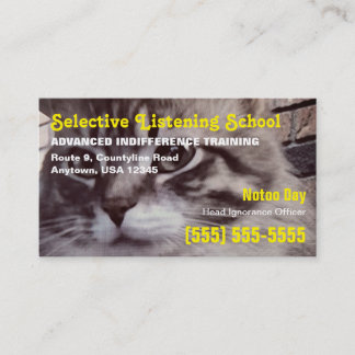 Funny Cat Selective Listening School Visitenkarte