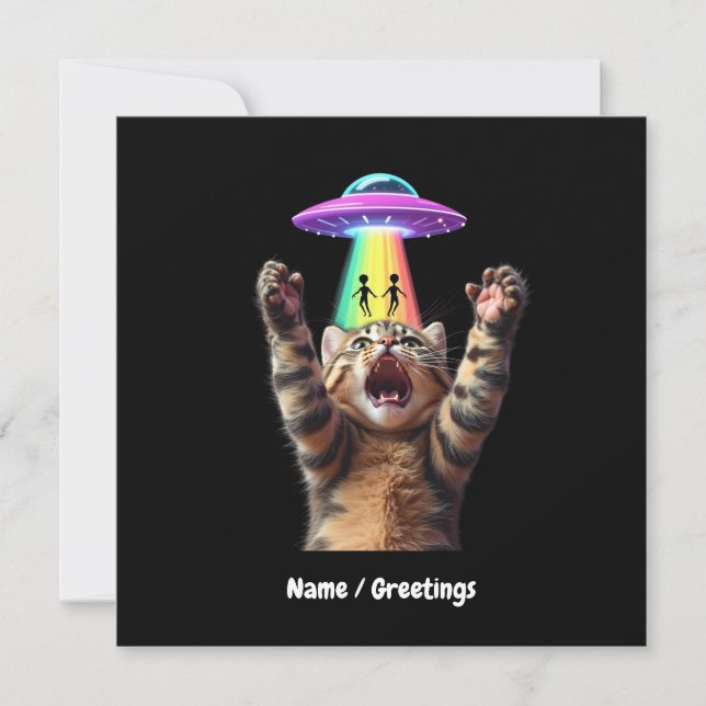 Funny Cat Selfie Alien UFO Unglaublich witzig anpa Einladung (Vorderseite)