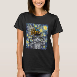Funny Cat Selfie mit Cicadas Invasion 2024 Brood T-Shirt