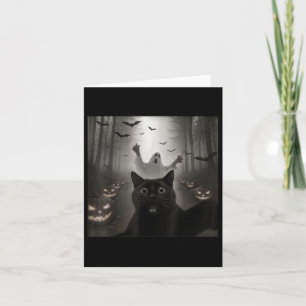 Funny Cat Selfie mit Ghost Spooky Halloween Costu Karte
