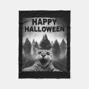 Funny Cat Selfie mit Ghosts Halloween Costume Day Fleecedecke