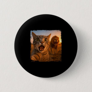 Funny Cat Selfie mit Lion Cat Meme für Männer Frau Button