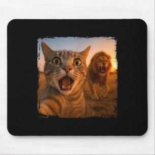 Funny Cat Selfie mit Lion Cat Meme für Männer Frau Mousepad