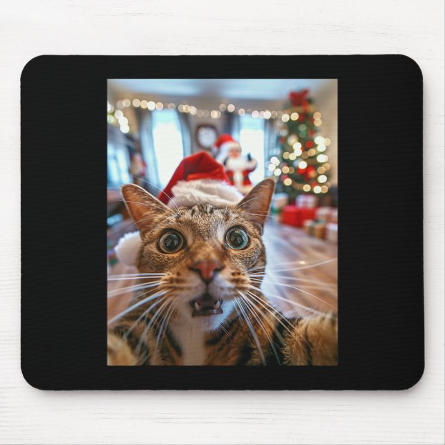 Funny Cat Selfie mit Weihnachten 13 Mousepad (Vorne)