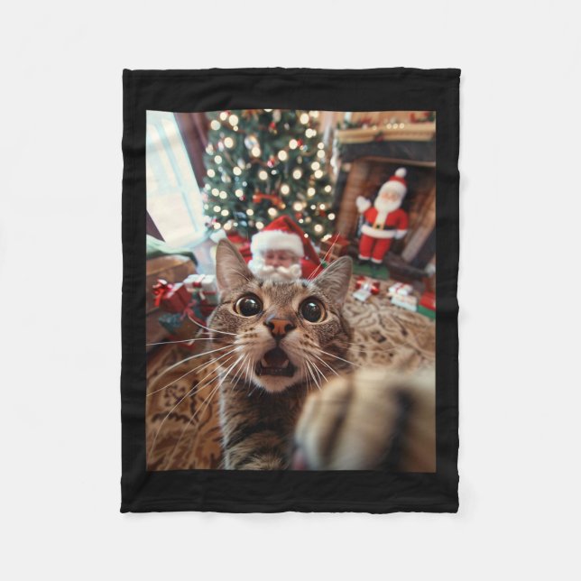 Funny Cat Selfie mit Weihnachten 16 Fleecedecke (Vorderseite)