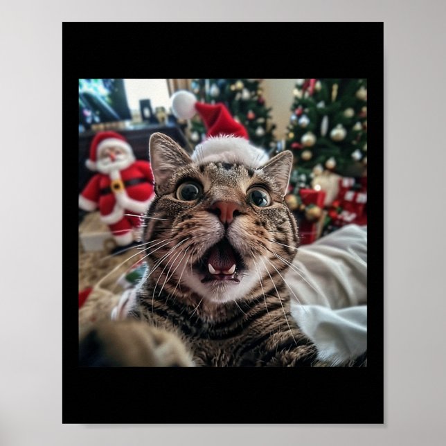 Funny Cat Selfie mit Weihnachten 9 Poster (Vorne)