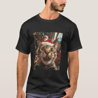 Funny Cat Selfie mit Weihnachten T-Shirt