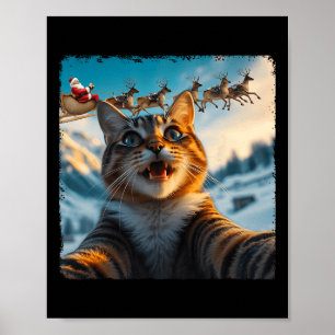 Funny Cat Selfie mit Weihnachten Weihnachten Weihn Poster