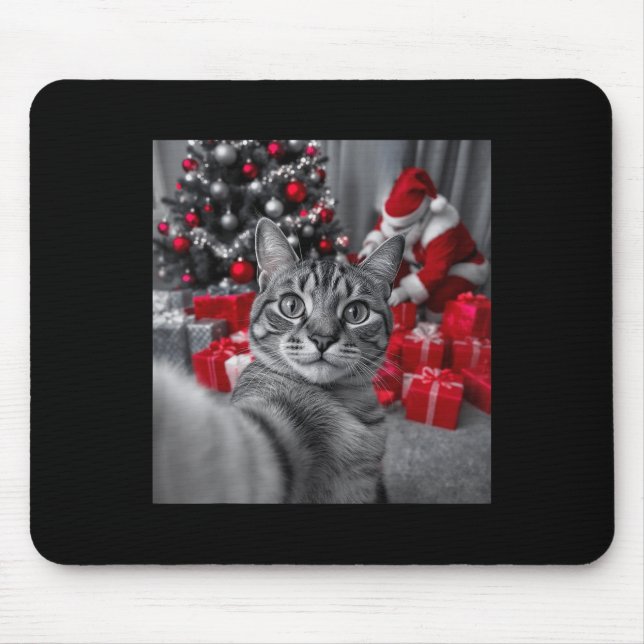 Funny Cat Selfie mit Weihnachtsmeme des Weihnachts Mousepad (Vorne)