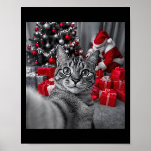 Funny Cat Selfie mit Weihnachtsmeme des Weihnachts Poster