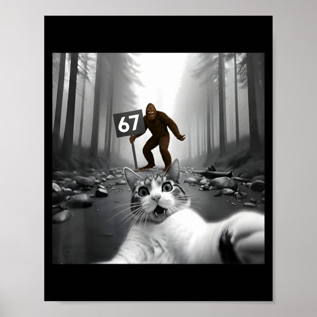 Funny Cat Selfie With Bigfoot 67 Six Seven Meme Me Poster (Vorne)