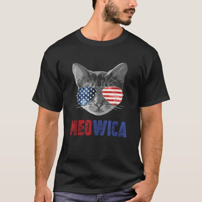 Funny Cat Shirt 4. Juli Meowica Merica USA Ame (Vorderseite)