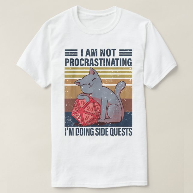 Funny Cat Side Quest RPG Design T-Shirt (Design vorne)