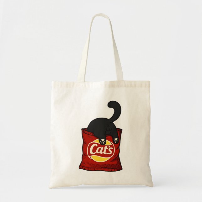 Funny Cat Snack Lover Tote Bag Cute Cat Tragetasche (Vorne)