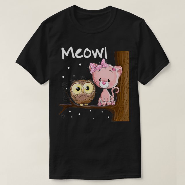Funny Cat Spaß Owl Novelty Meowl Hoot Cats Rule T-Shirt (Design vorne)