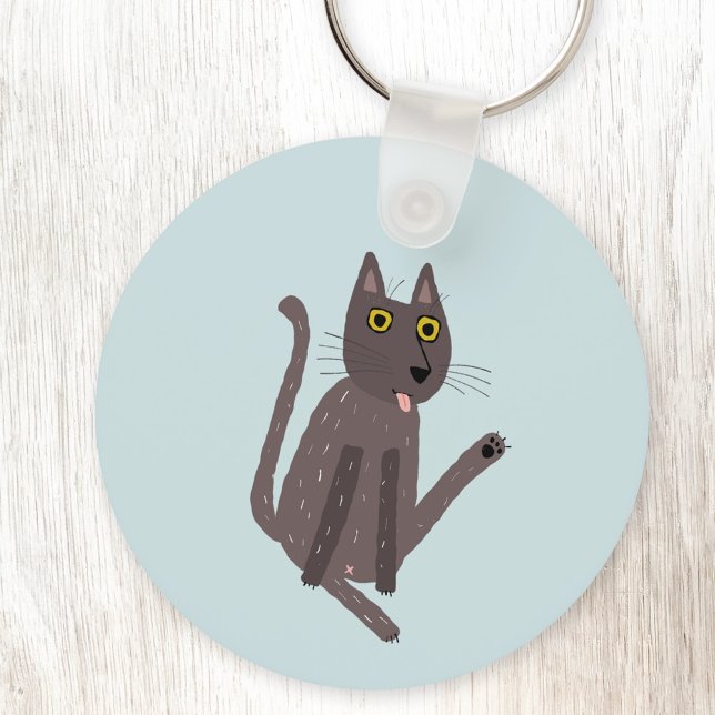 Funny Cat Spaß Schlüsselanhänger (Funny cat kiss aluminium keyring keychain)