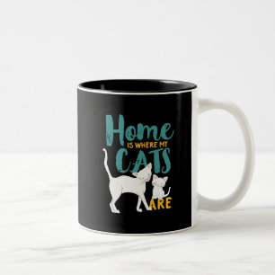 Funny Cat Spaß Zuhause ist, wo die Katzen sind Zweifarbige Tasse