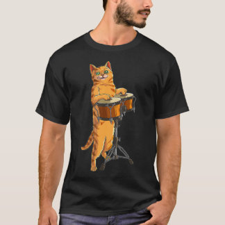 Funny Cat Spielen Bongo Cooles Schlagzeug Geschenk T-Shirt