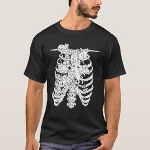 Funny Cat Spine Skelettkäfig Kostüm für Katze T-Shirt