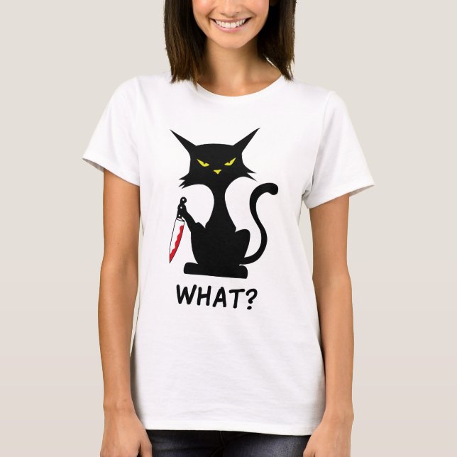 Funny Cat Sprichwort was T-Shirt (Vorderseite)