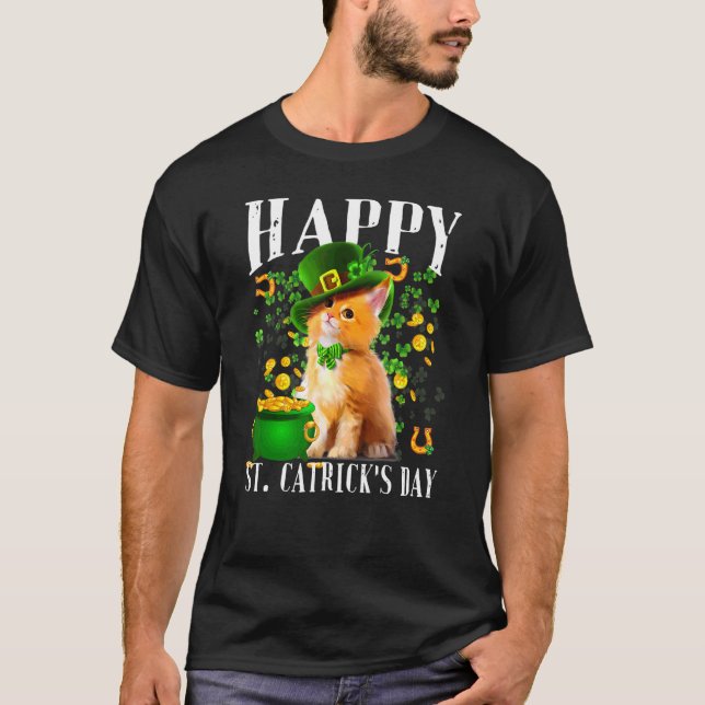 Funny Cat St Patrick Day Happy Catrick's Day T-Shirt (Vorderseite)