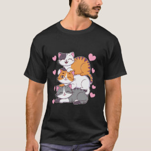 Funny Cat Stackle Pile Kitty Niedlich Cats Kawaii T-Shirt