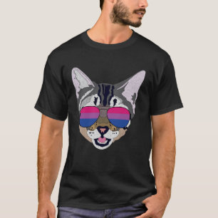 Funny Cat Sunglasses Bisexual Bi Pride Flag Gesche T-Shirt