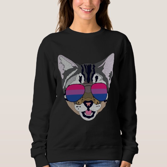 Funny Cat Sunglasses Bisexual Bi Pride Flag Gift Sweatshirt (Vorderseite)
