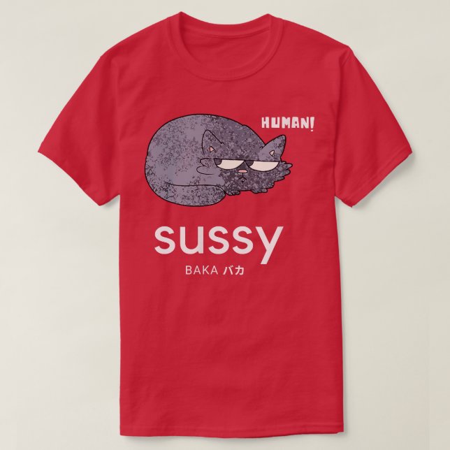 Funny Cat Suspicious Human Sussy Baka Japan Cat L T-Shirt (Design vorne)