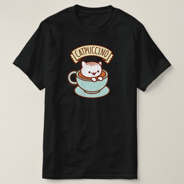 Funny Cat T - Shirt - "CATPUCCINO" (Design vorne)