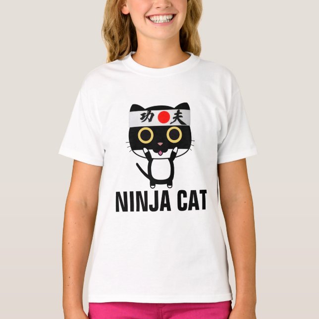 Funny cat T - Shirt für Kinder NINJA CAT (Vorderseite)