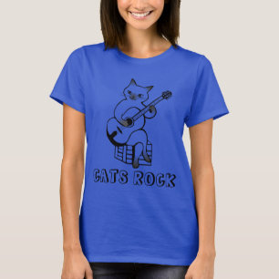 Funny Cat T - Shirt, Gitarre spielen, CATS ROCK T-Shirt