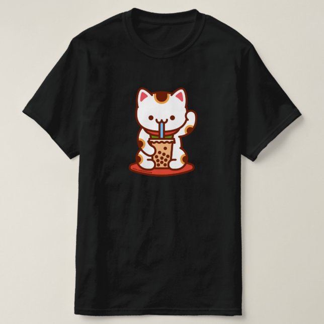 Funny Cat T - Shirt - MANEKI-NEKO BOBA KIT-TEA (Design vorne)
