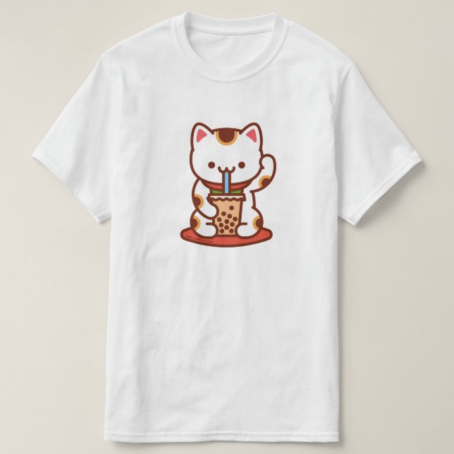 Funny Cat T - Shirt - MANEKI-NEKO BOBA KIT-TEA (Design vorne)