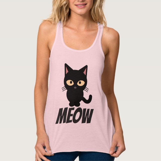 Funny Cat T - Shirt, MEOW Tank Top (Vorderseite)
