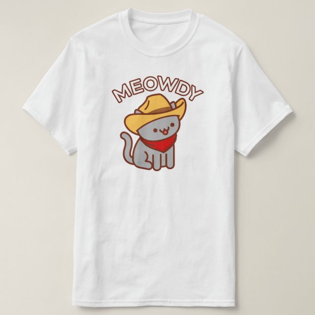 Funny Cat T - Shirt - "MEOWDY" (Design vorne)