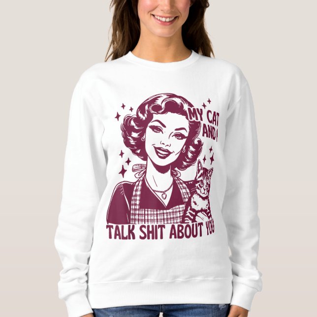 Funny Cat T - Shirt My Cat und ich reden Müll über (Vorderseite)