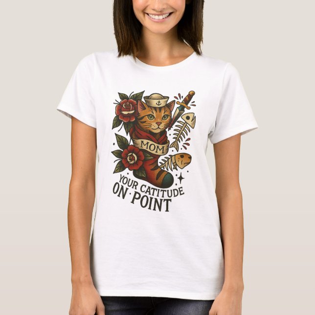 Funny Cat T - Shirt - "Our Cattitude On Point" Sas (Vorderseite)