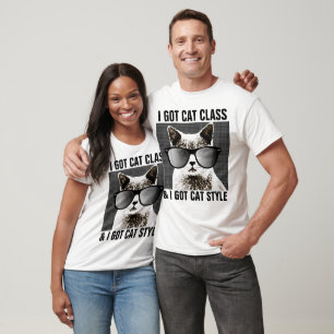 Funny Cat T - Shirt, Sonnenbrille, CAT CLASS & STY T-Shirt