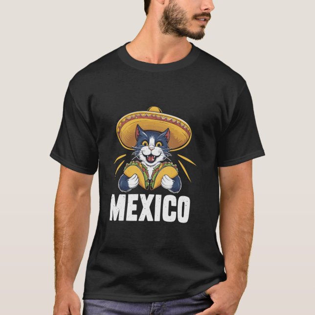 Funny Cat Taco Lover Mariachi Music Mexico T-Shirt (Vorderseite)